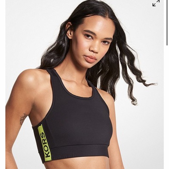 Logo Tape Stretch Nylon Sports Bra - Picture 1 of 1